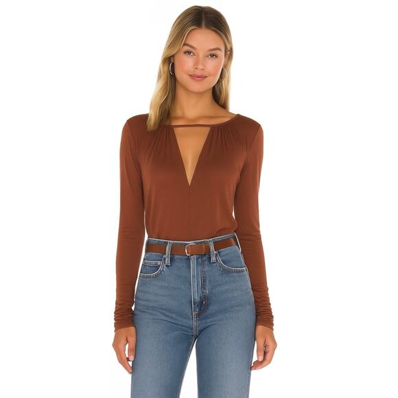 Free People Tops - Free People Intimately Metallic Sheen Kaya Bodysuit in Mesa Rust Orange Size M